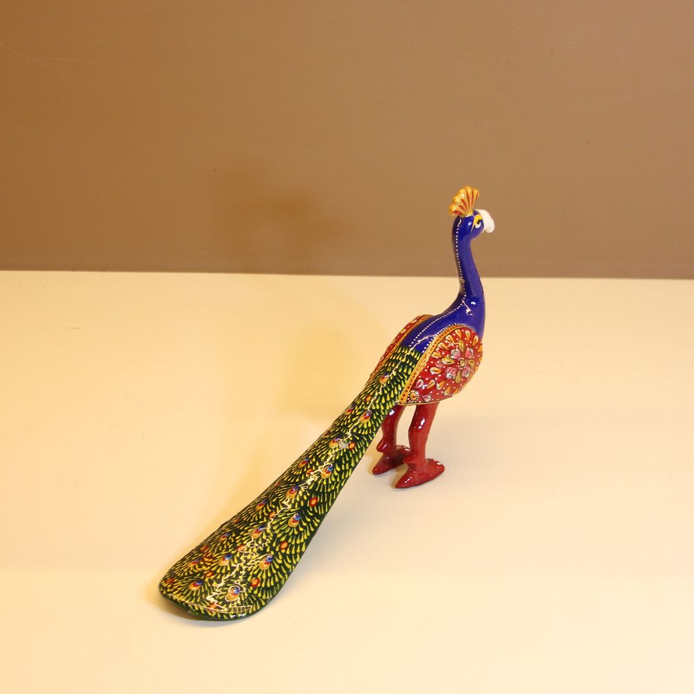 Handcrafted Metal Mina Decorative Long Peacock 6'' - 3