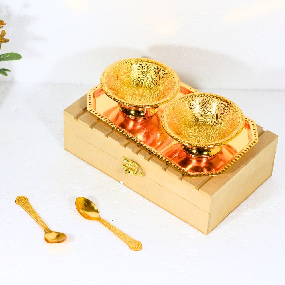 2pc Bowl Set Brass Gold Plated