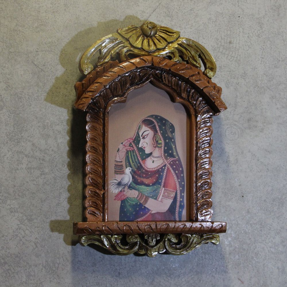 Wooden Jharokha With Painting 16'' - 5