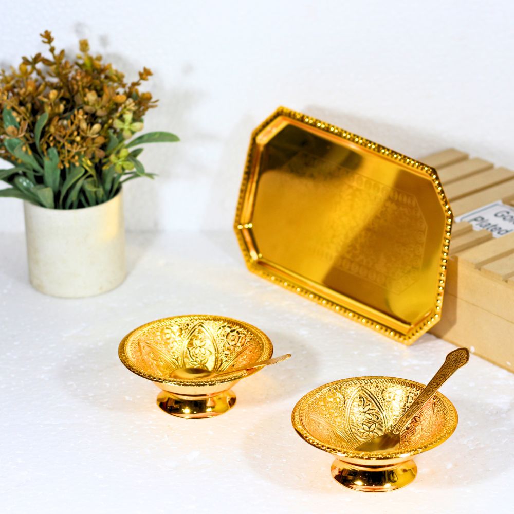2pc Bowl Set Brass Gold Plated - 5