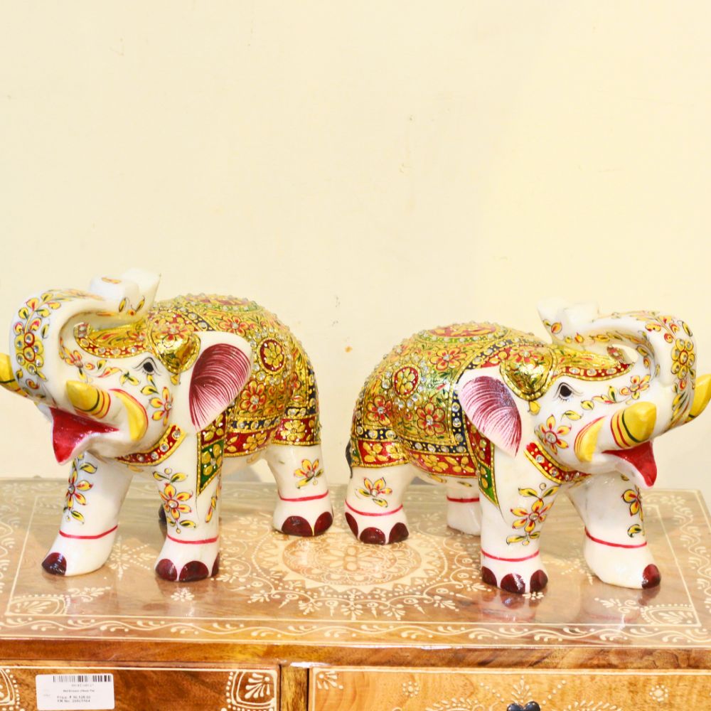 Marble Elephant Pair 7X9