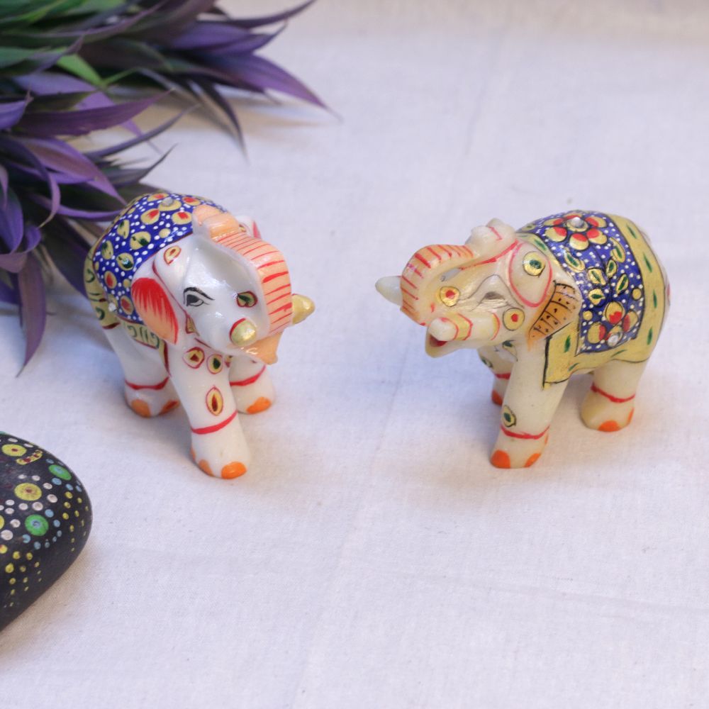 MARBLE ELEPHANT SET OF 2 3 INCH - 4