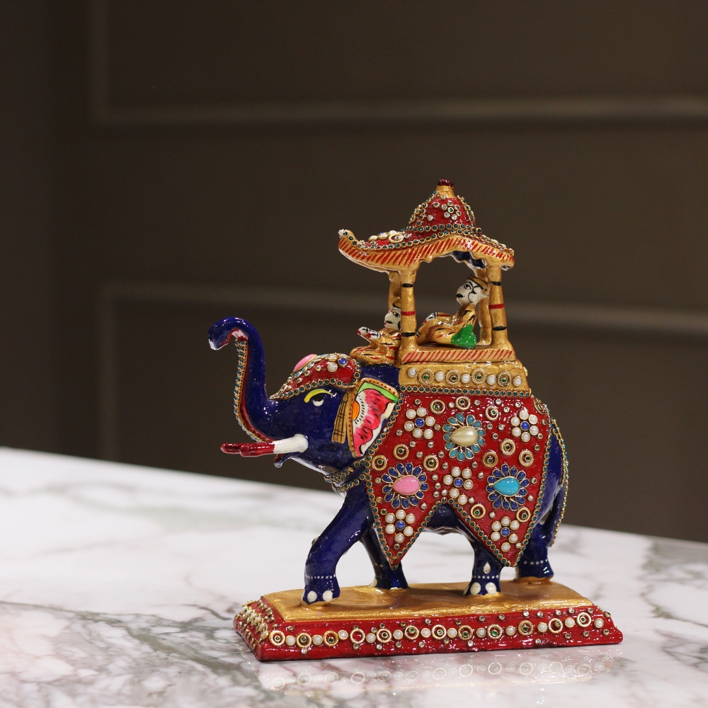 Metal Ambabari Stone Work Pawta 6''