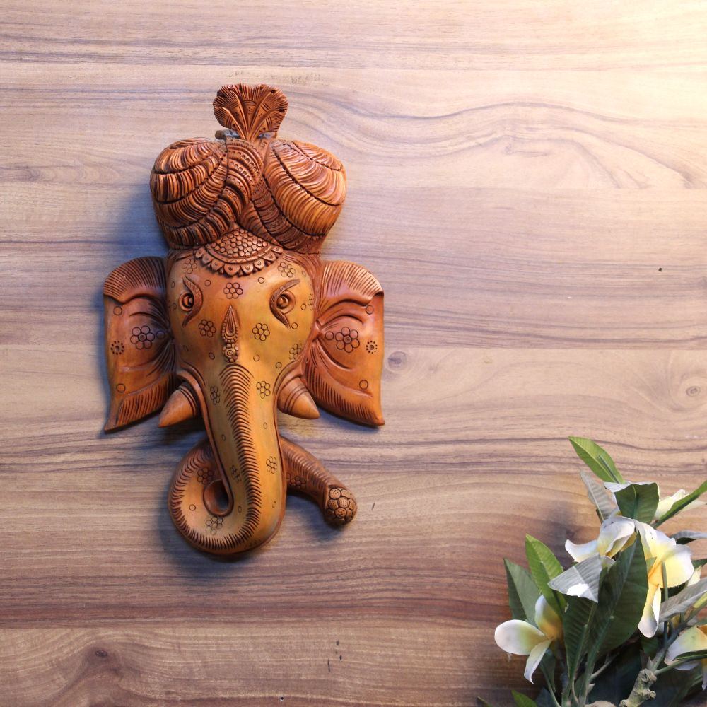 Wooden Wall Ganesh Face Big