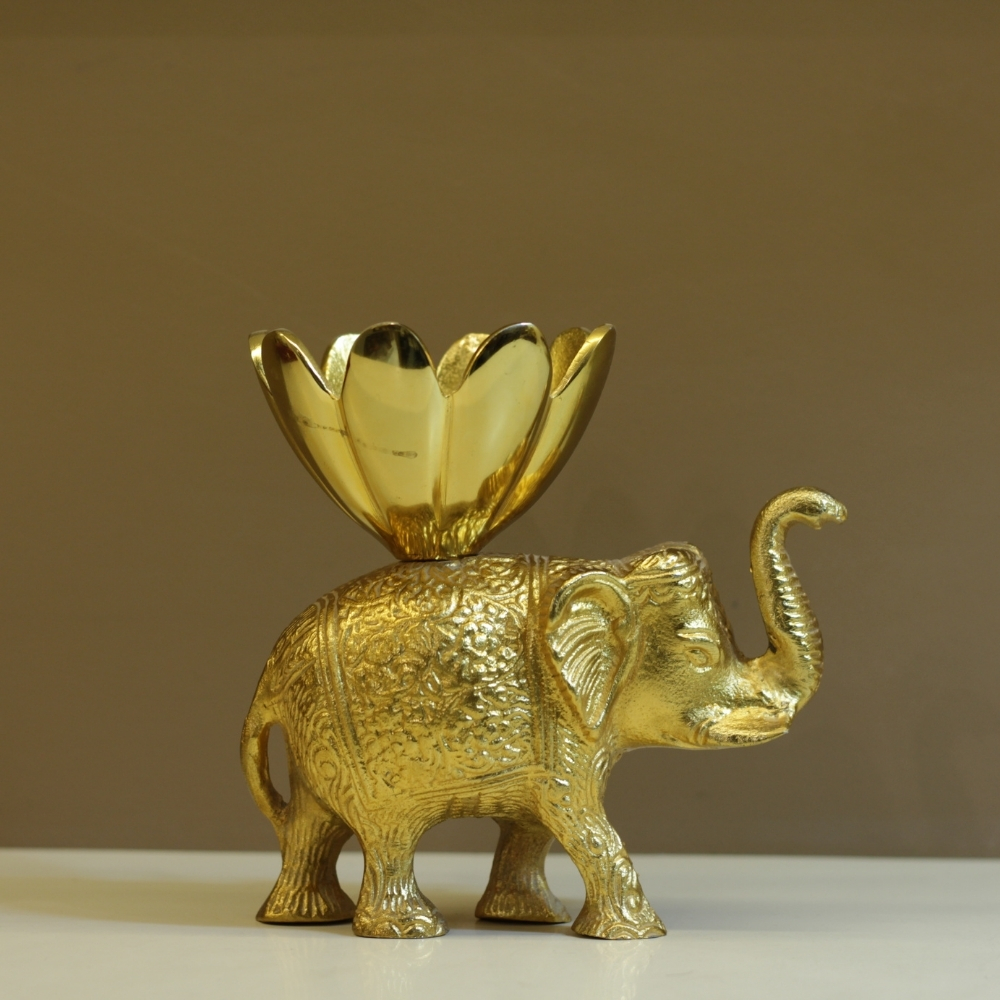 Aluminuim Elephant Bowl Gold Plated - 4