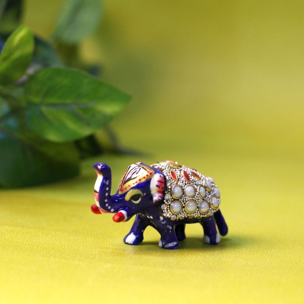 Metal Stone Elephant 2.5 Inch
