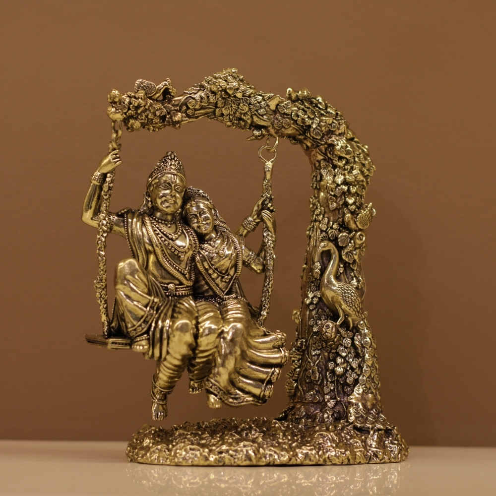 Brass Radha Krishna Jhula Antique