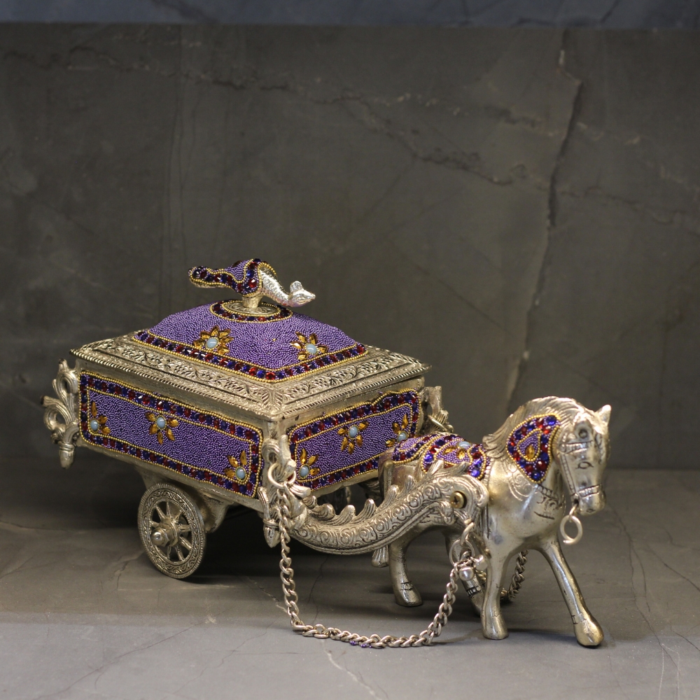 Metal Horse Cart Stone Work - 6