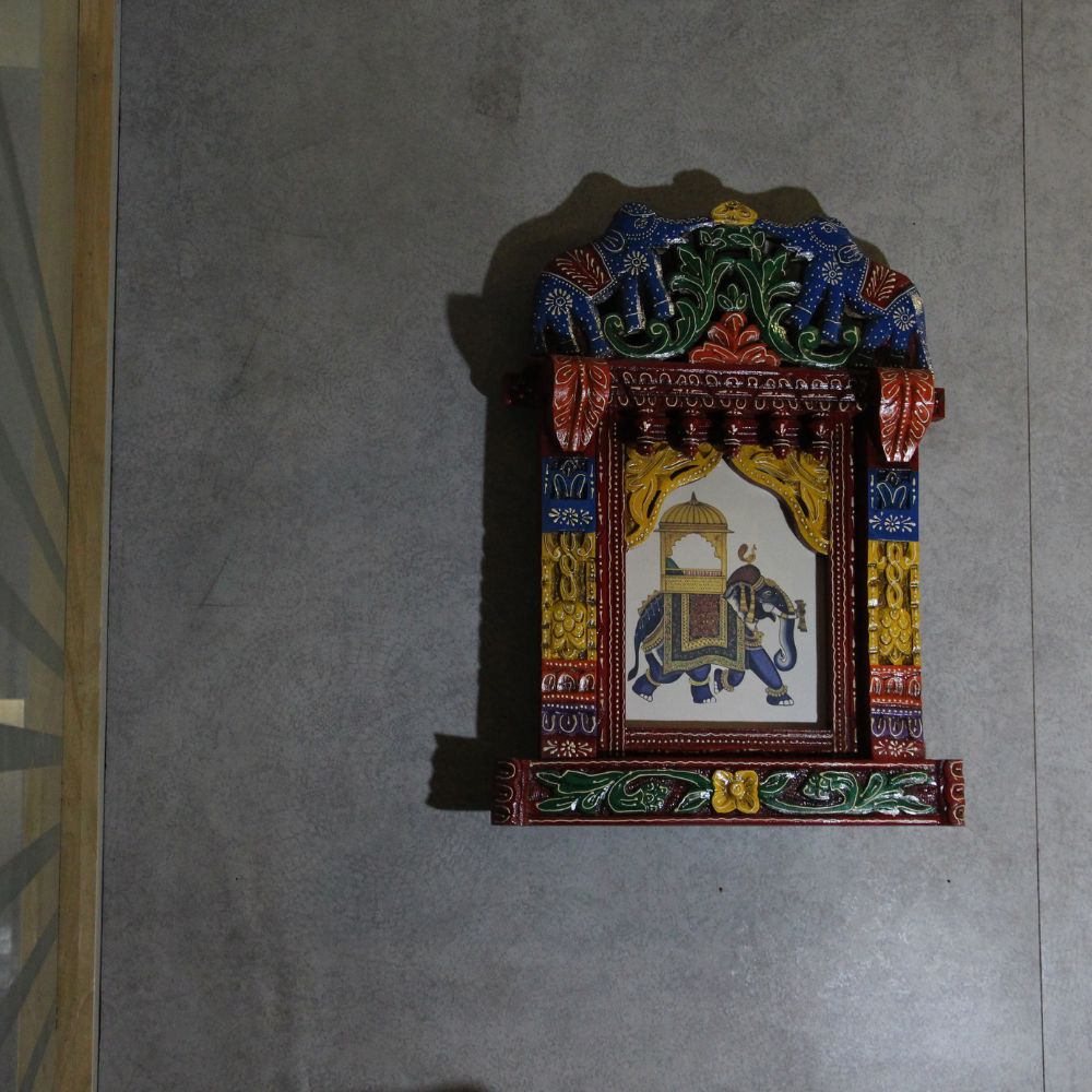 Wooden Jharokha With Painting 36'' - 7