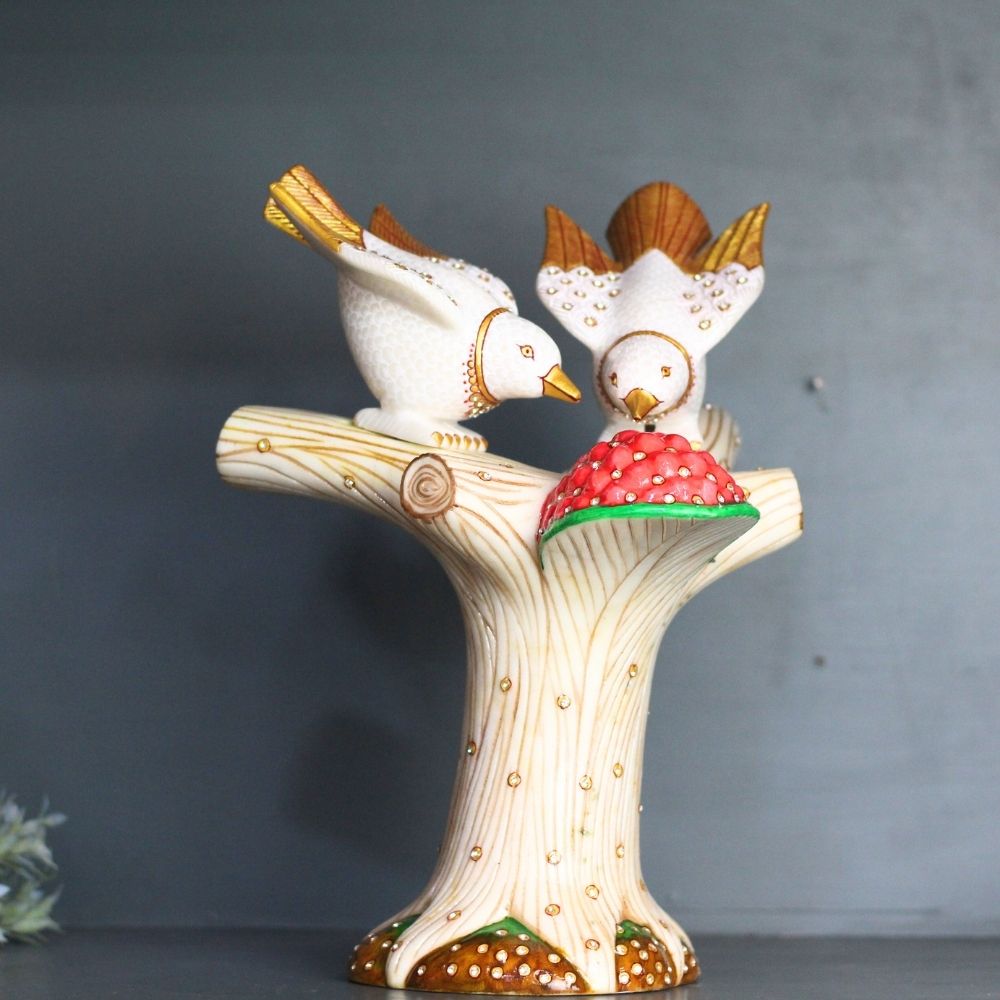 Marble Gold Bird On Tree