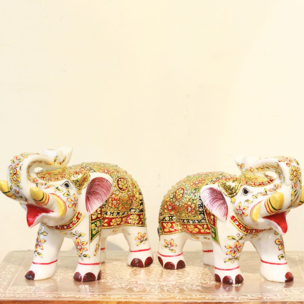 Marble Elephant Pair 8X10 - 3