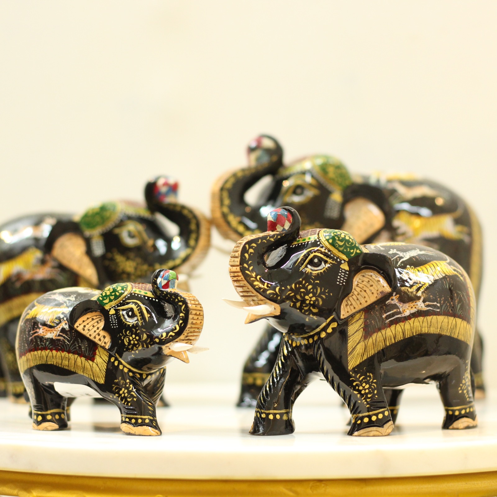 Wooden Painted Elephant S/4 - 3