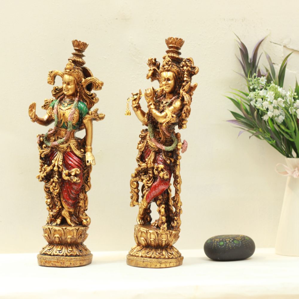 100630 Radha Krishna Golden Antique
