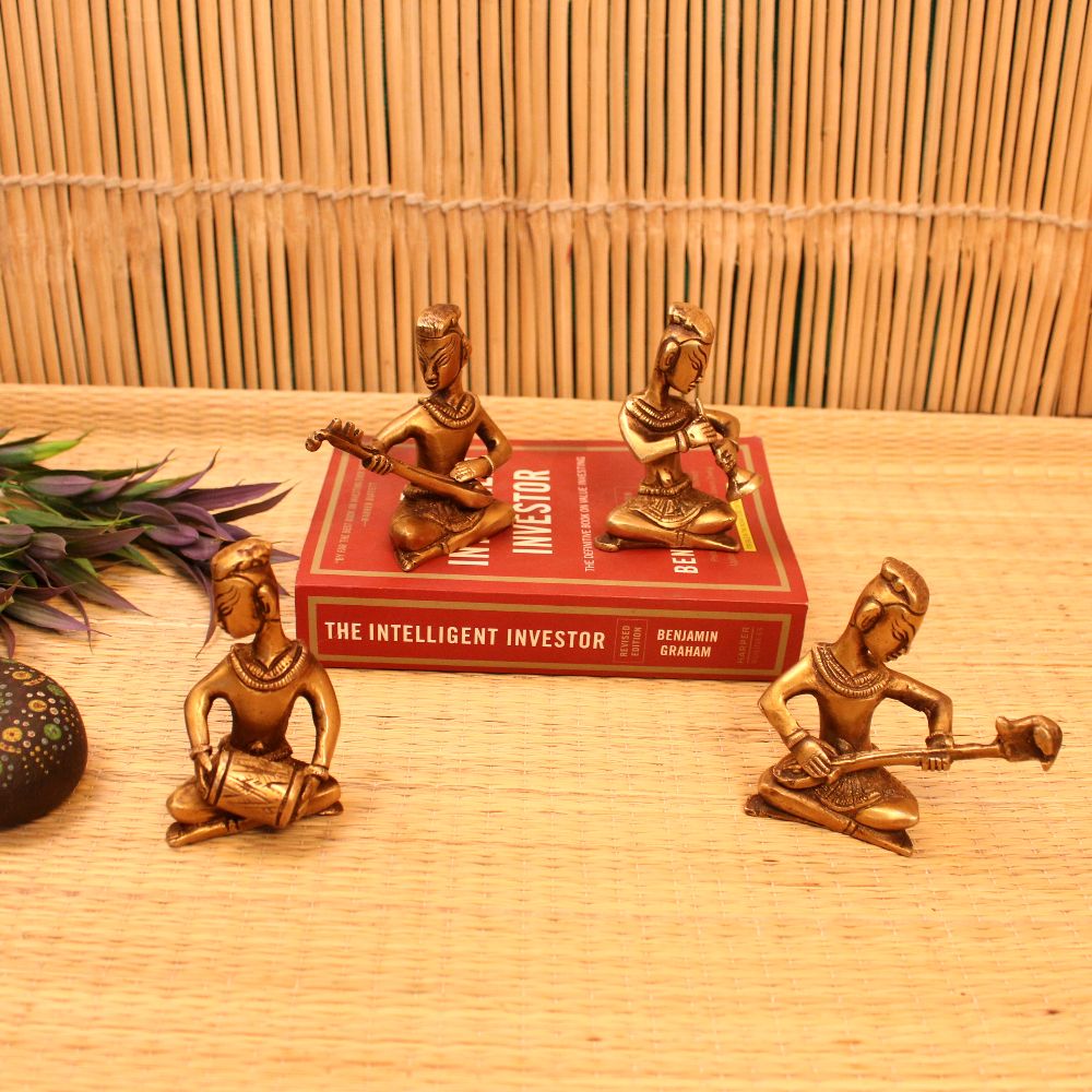 Brass Musical Man Status Set Of 4