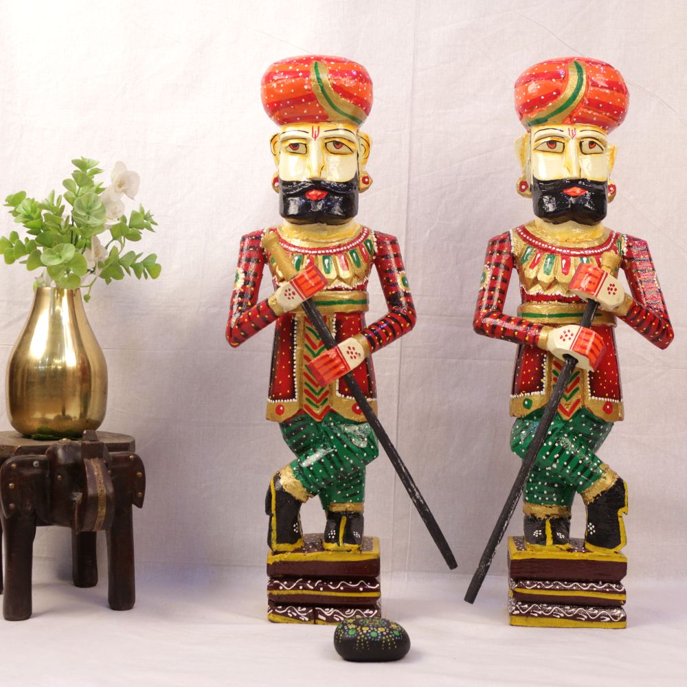 Wooden Painted Chokidar S/2 24 Inch