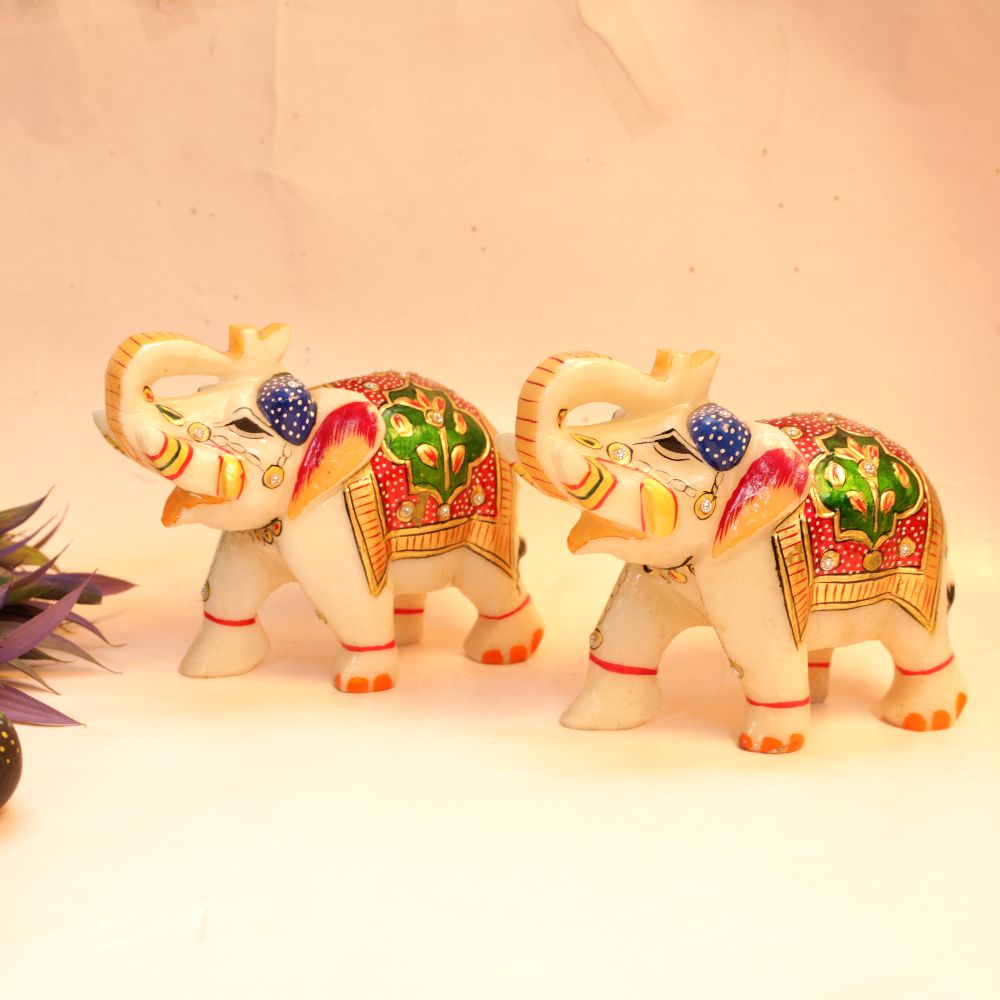Marble Elephant Pair 5'' - 5