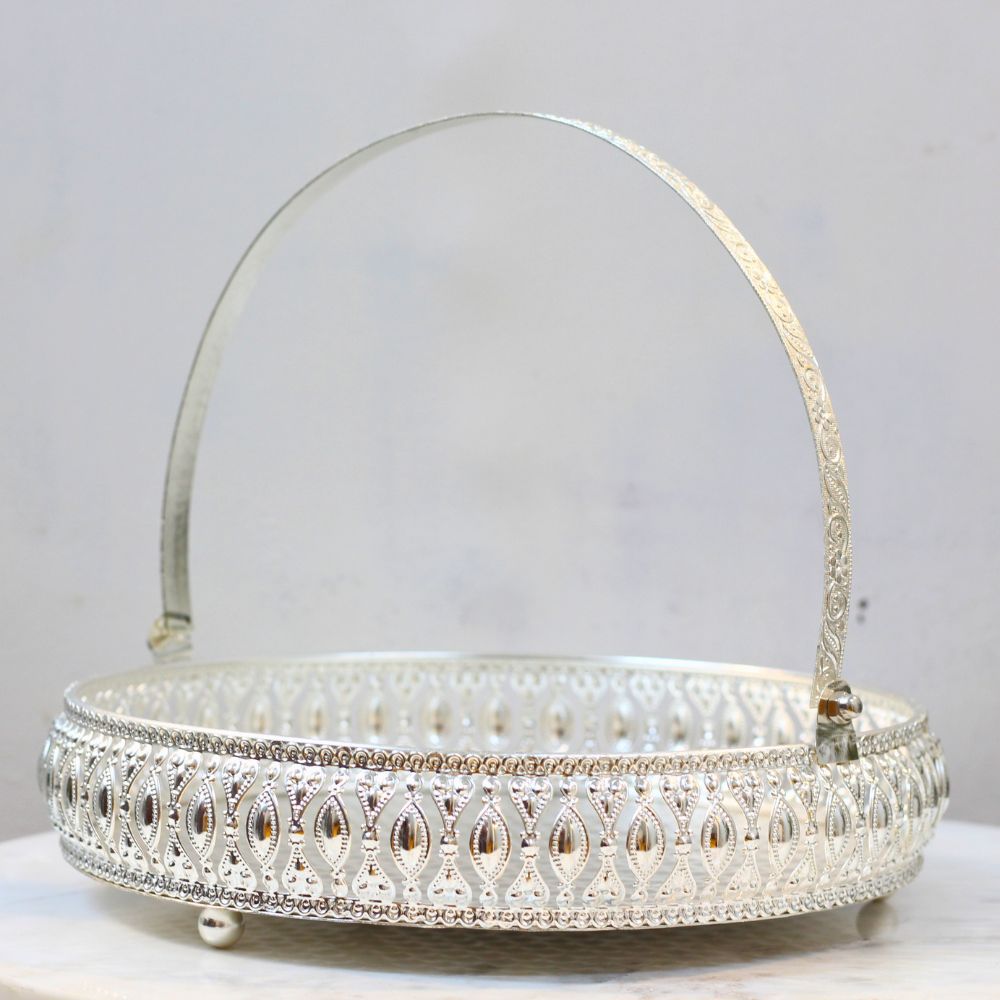 Iron Silver Round Basket 8'' - 4