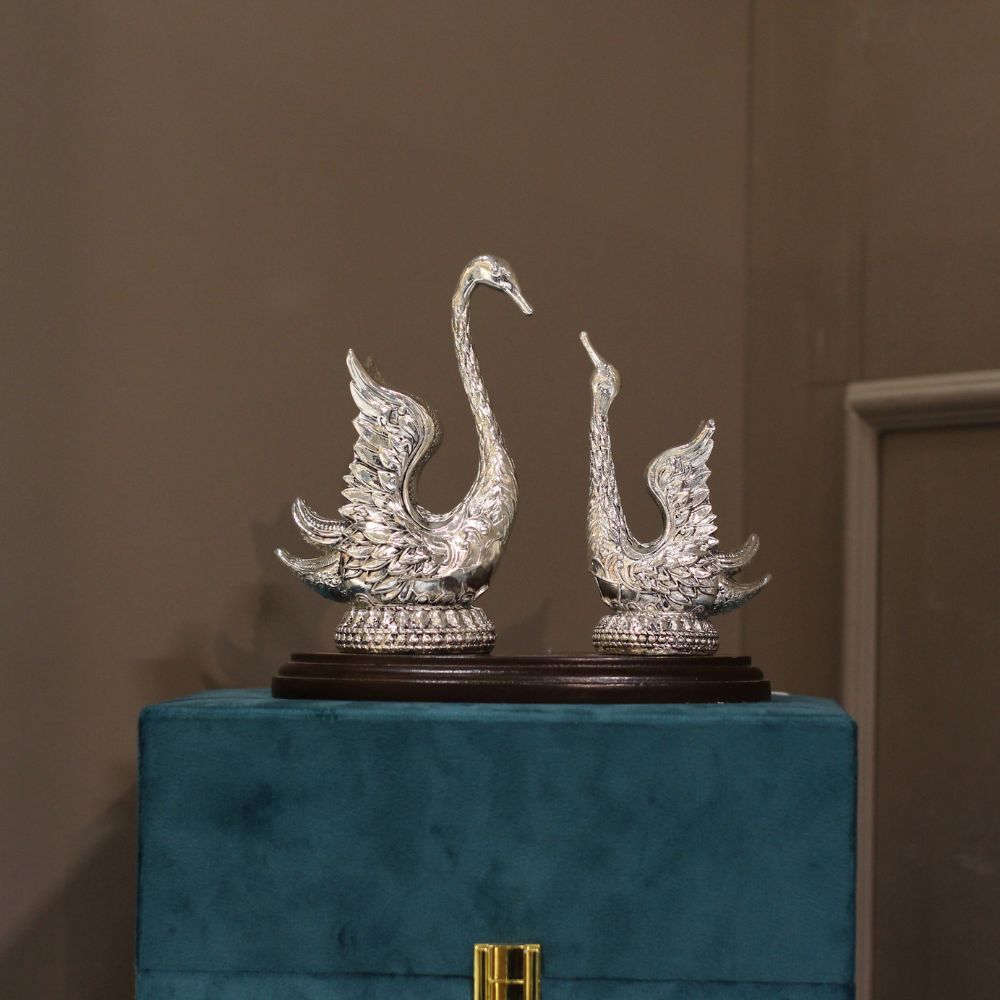 Swaan Pair Clad With Silver W/box