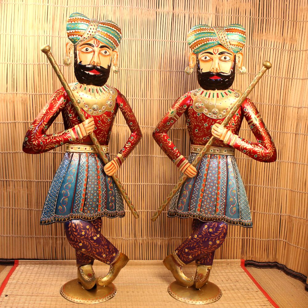 Iron Painted Rajasthani Chokidar Pair - 3