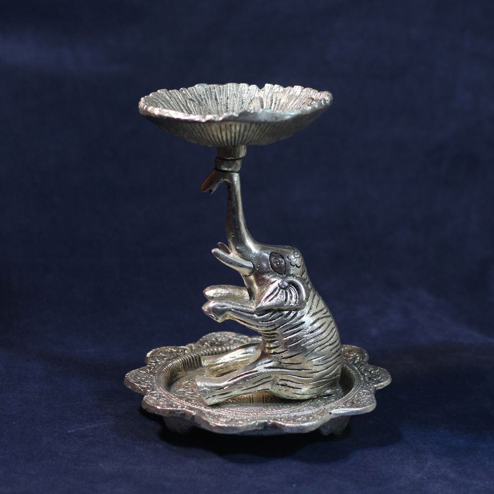 Metal Elephant Bowl With Plate - 3