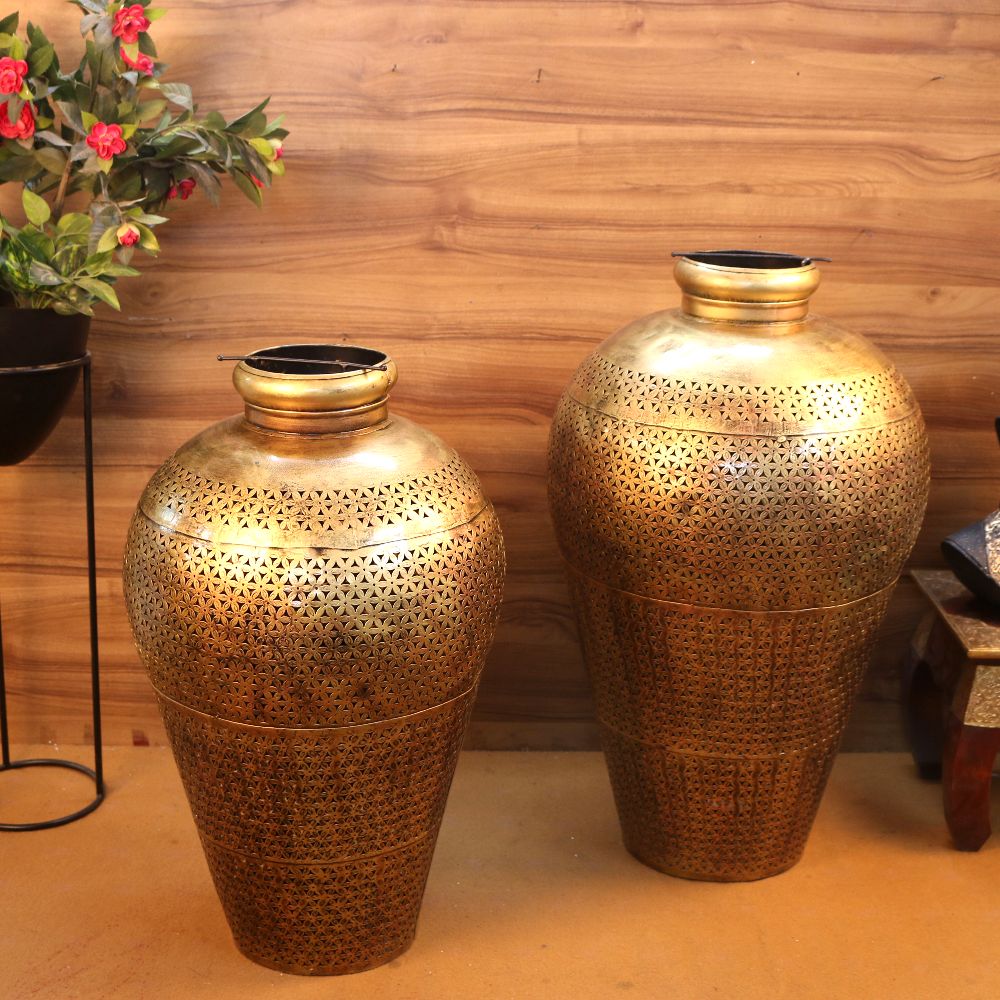 IRON PAINTED TEA LIGHT TAPPER POT S/2 - 4