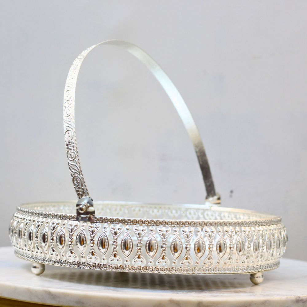 Iron Silver Round Basket 8'' - 3