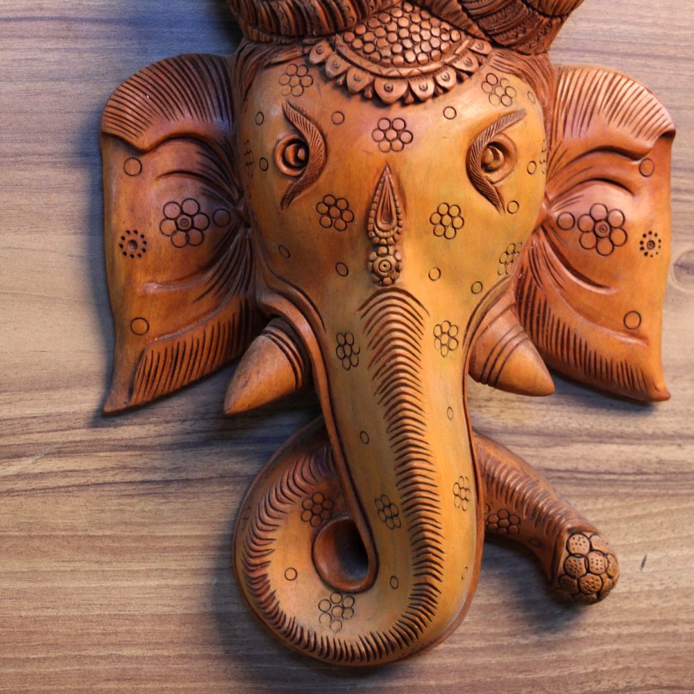 Wooden Wall Ganesh Face Big - 5