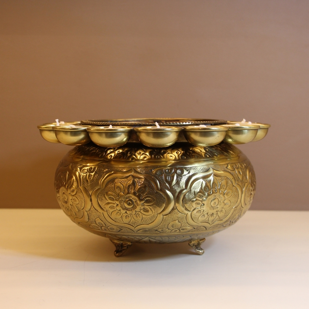Brass Diya Urli 14'' - 4