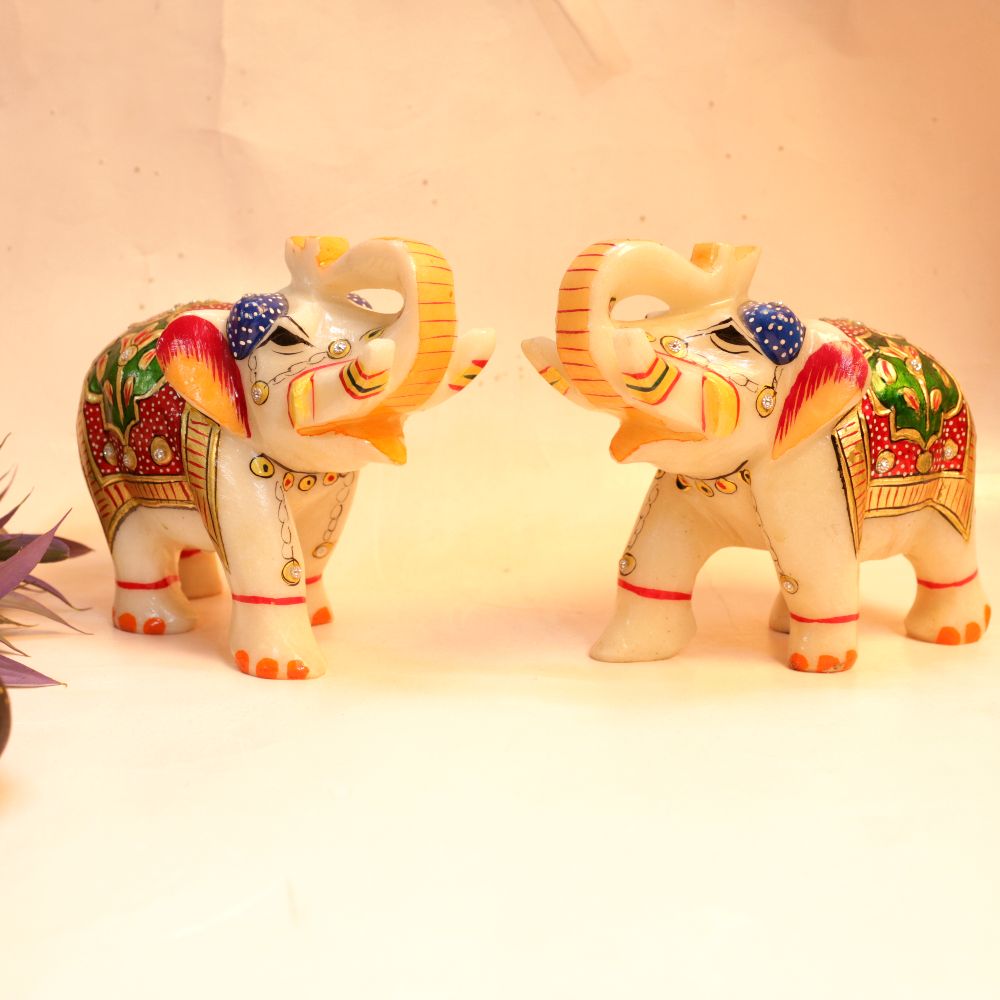 Marble Elephant Pair 5''