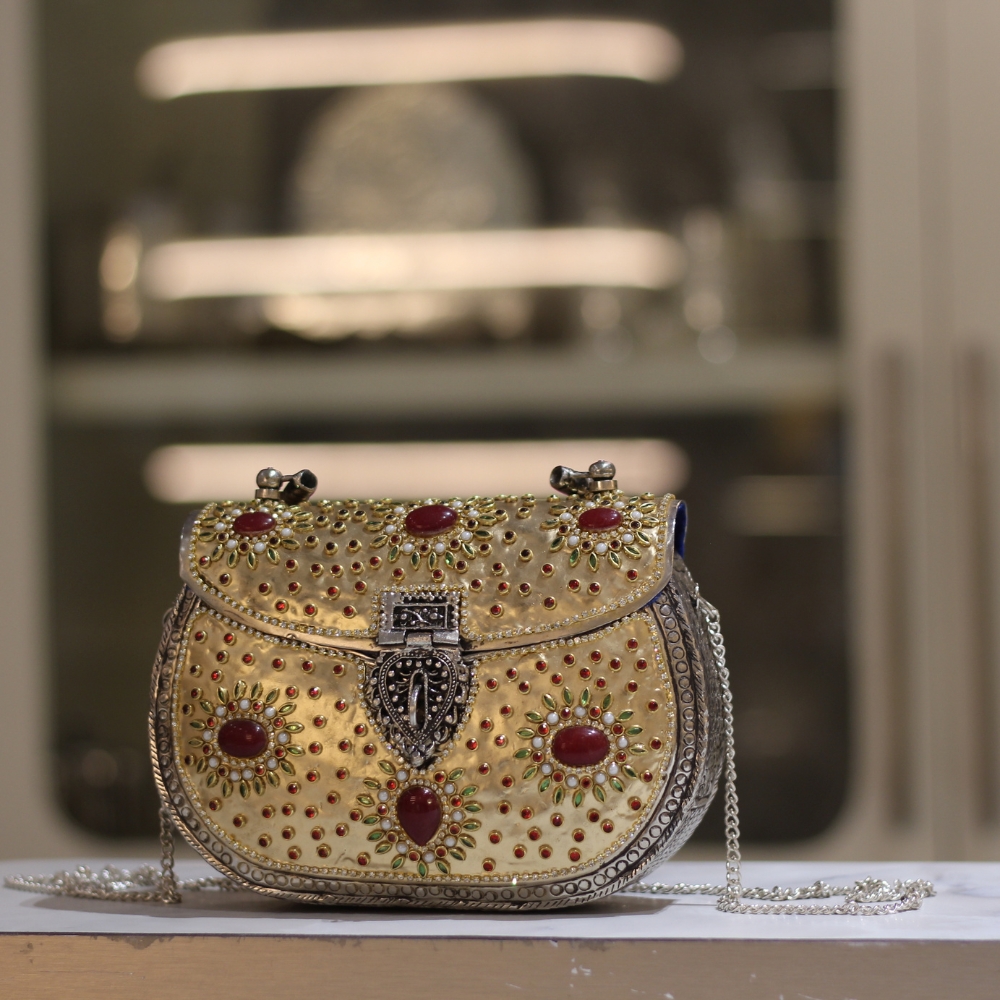 Purse Golden Stone Work