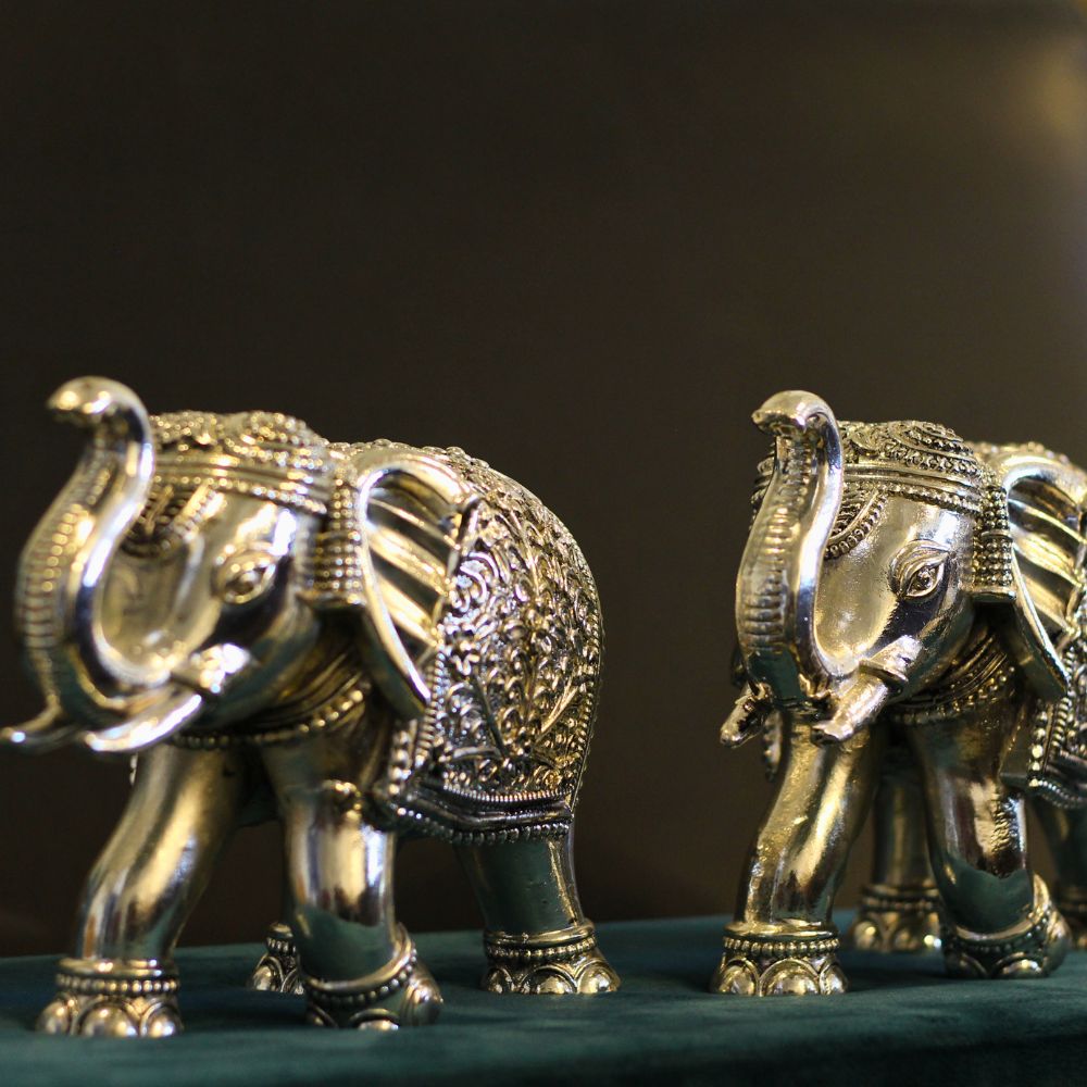 Elephant 6'' Clad With Silver Pair - 7