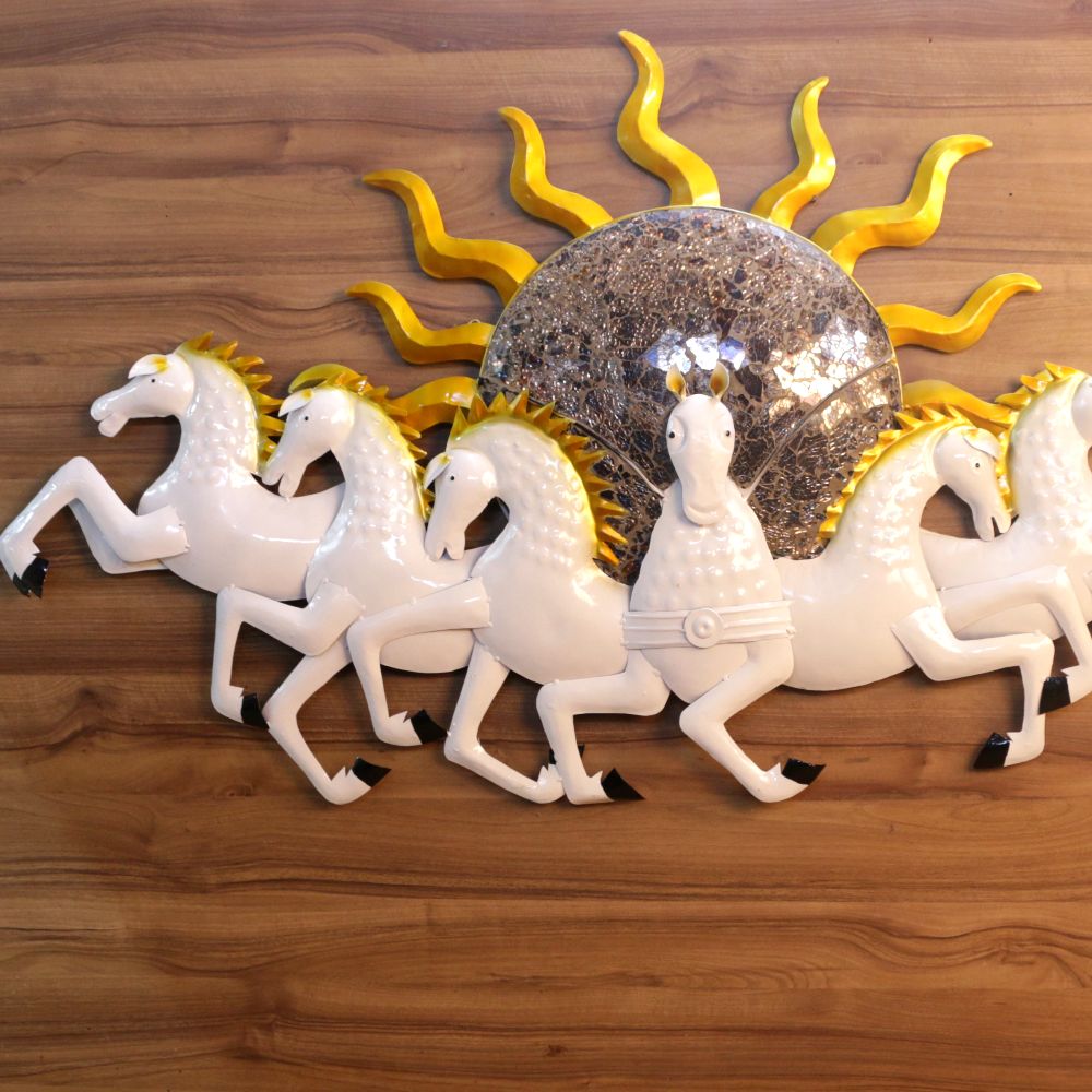 WHITE 7 SUN HORSE WALL ART