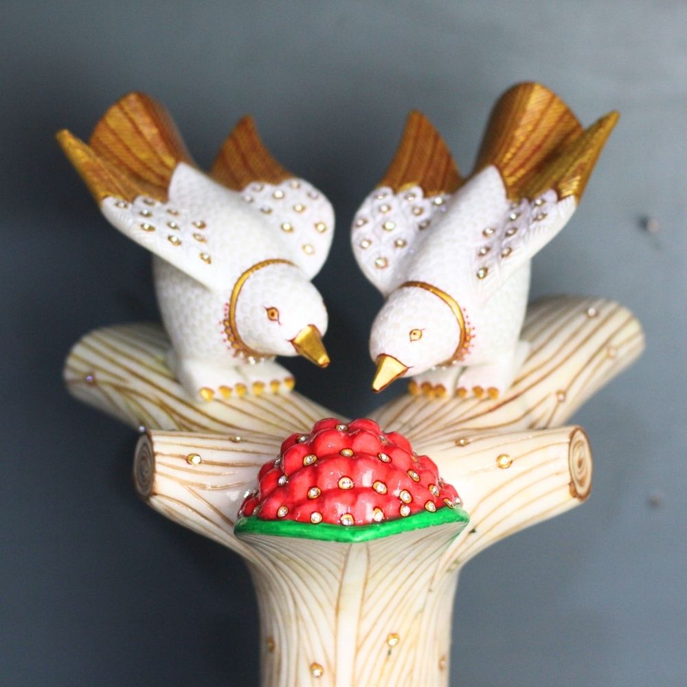Marble Gold Bird On Tree - 5