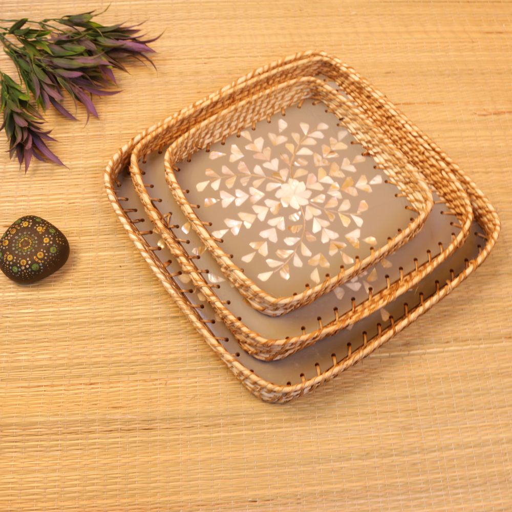 WOODEN MOP TRAY SET OF 3 - 3