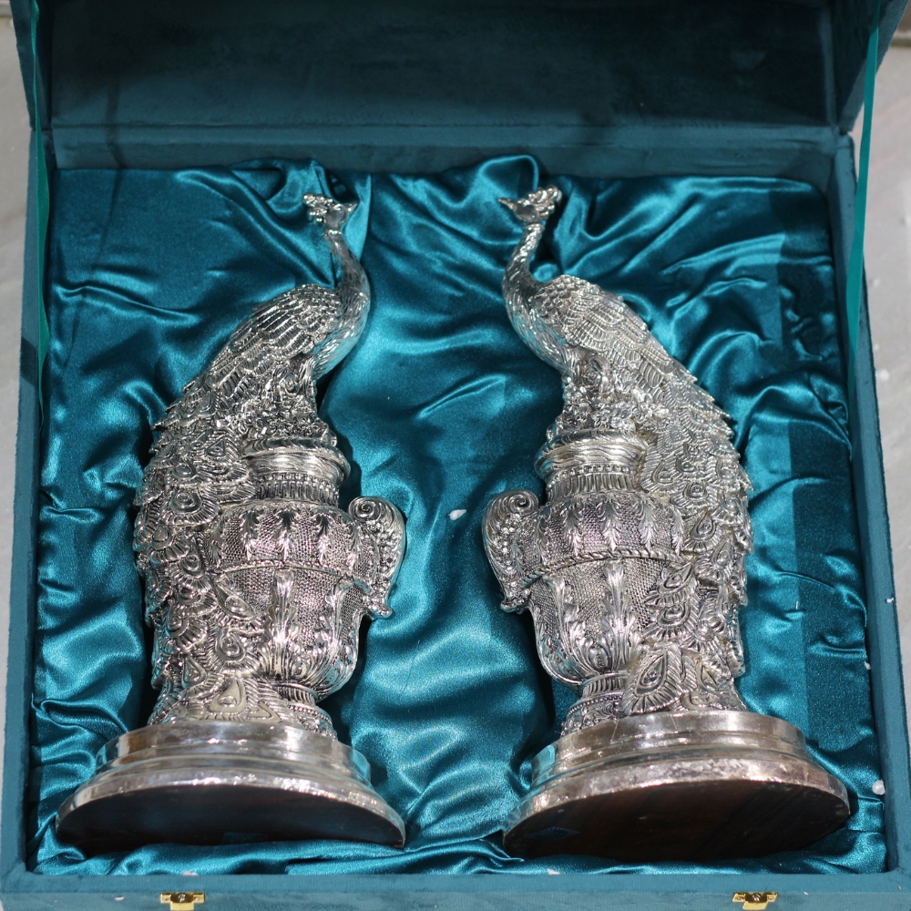 Peacock Pair 14'' Clad Silver - 4