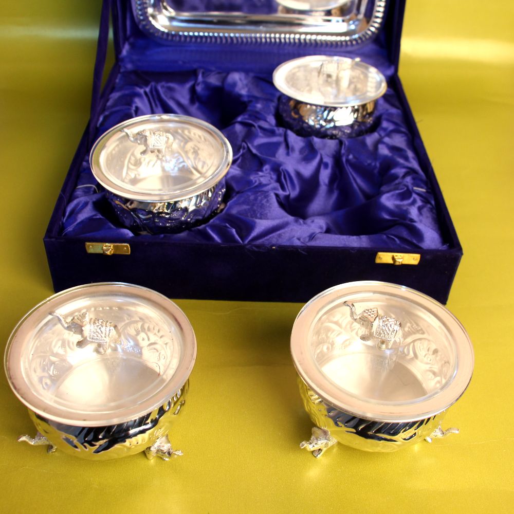 4 Elephant Bowl & Tray With Box