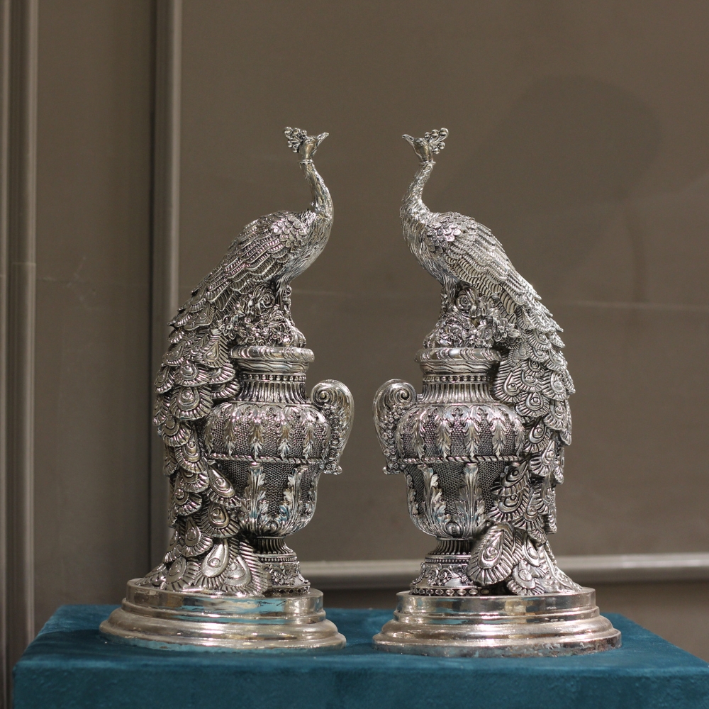 Peacock Pair 14'' Clad Silver - 6