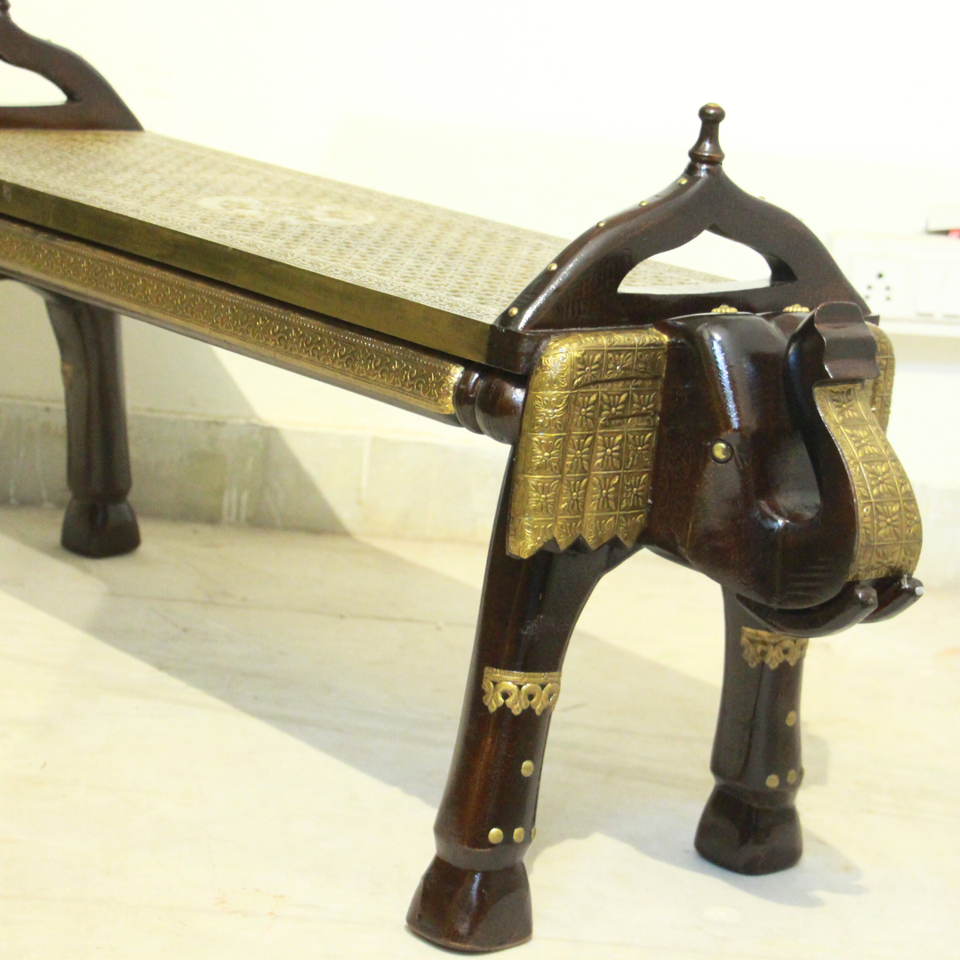Brass Elephant Bench Big - 3