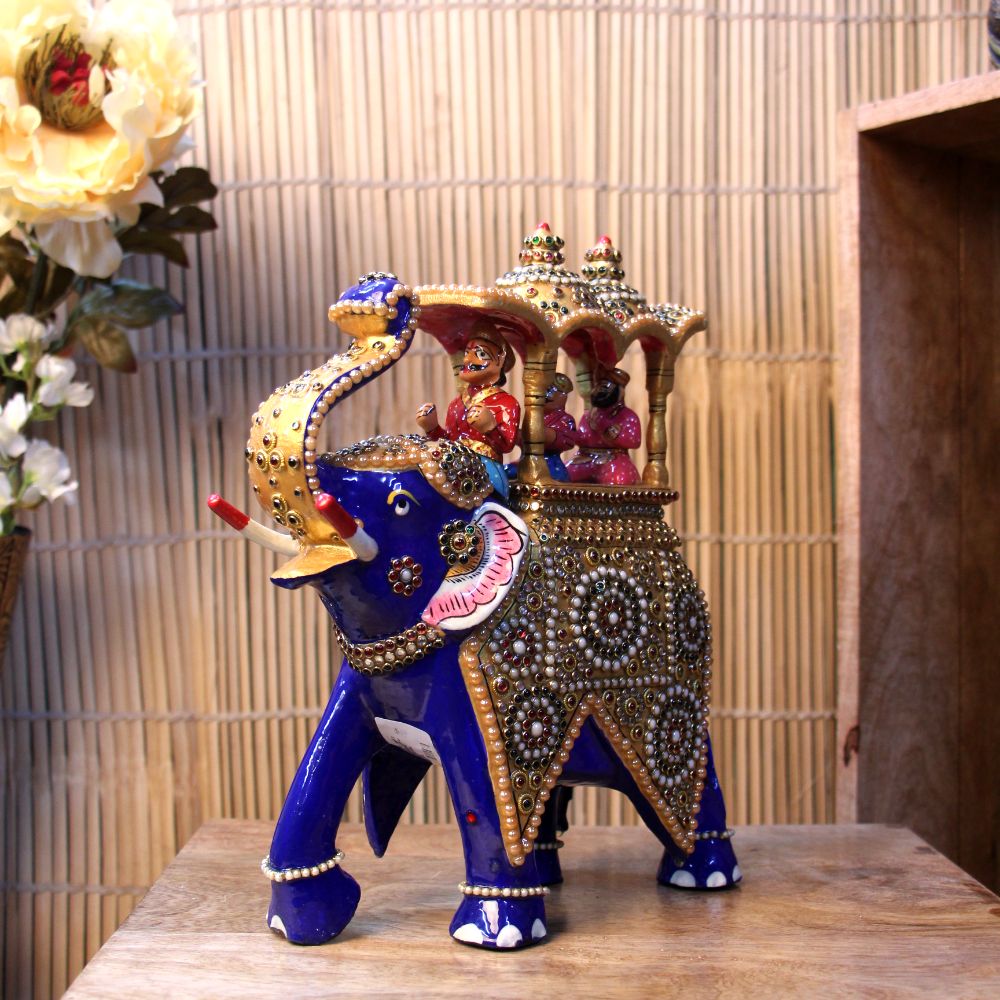 Metal Ambabari Elephant Jewellery Work 12'' - 5