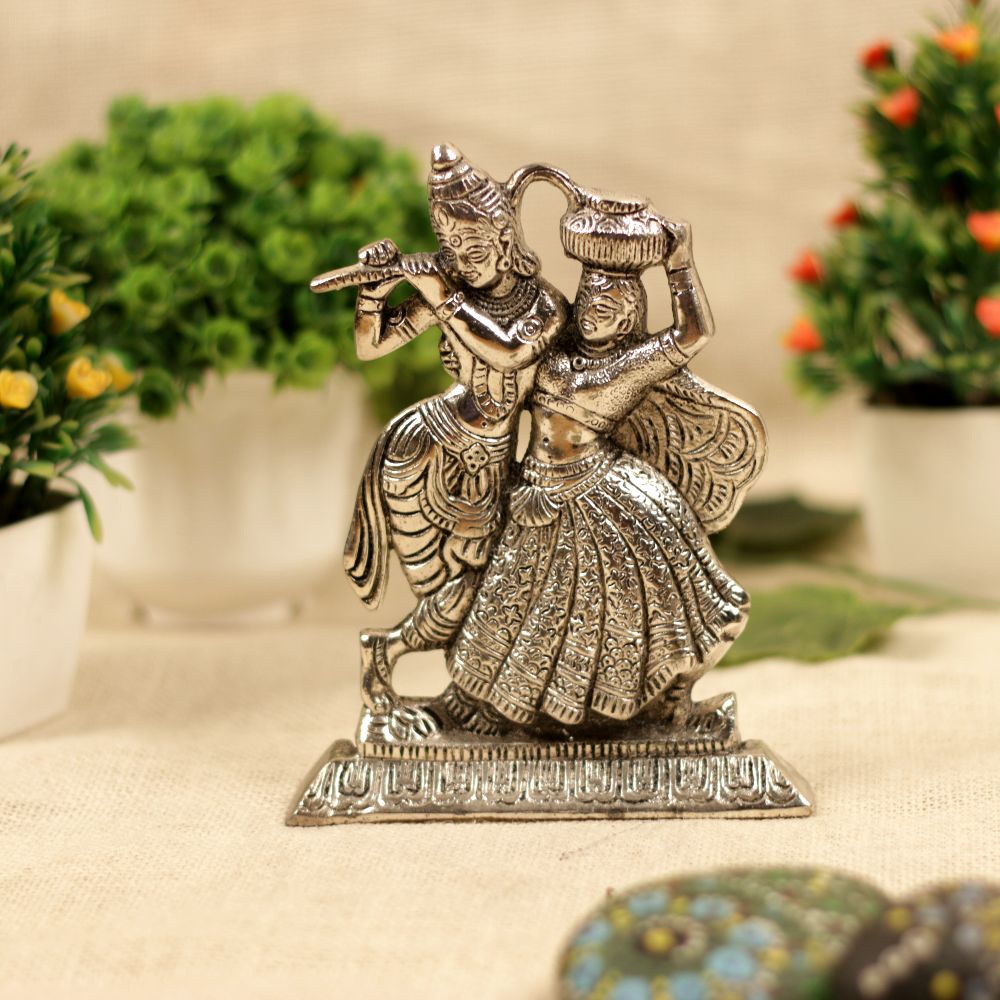 METAL SILVER RADHA KRISHNA WITH MATKI - 4
