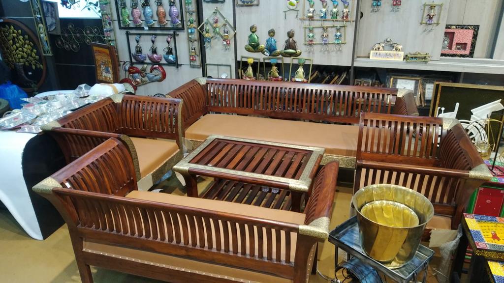 Wooden Sofa S/5 Brass Ftd