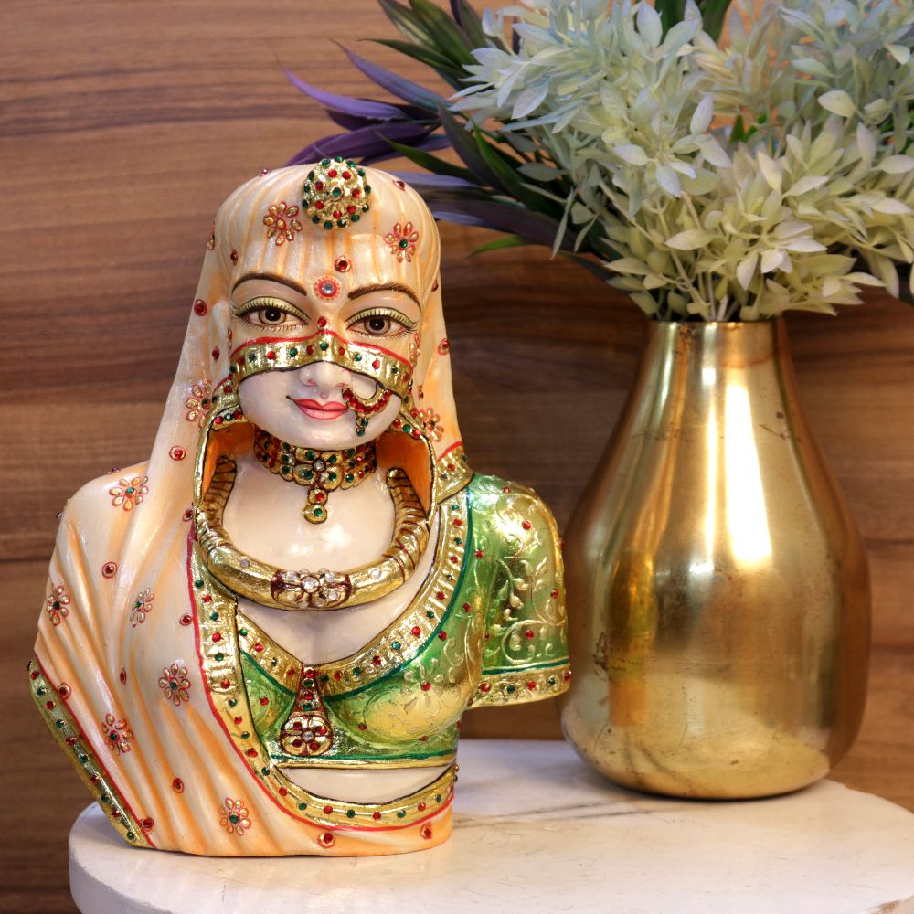 WHITE BANI THANI MARBLE STATUE FOR DECORATION - 3