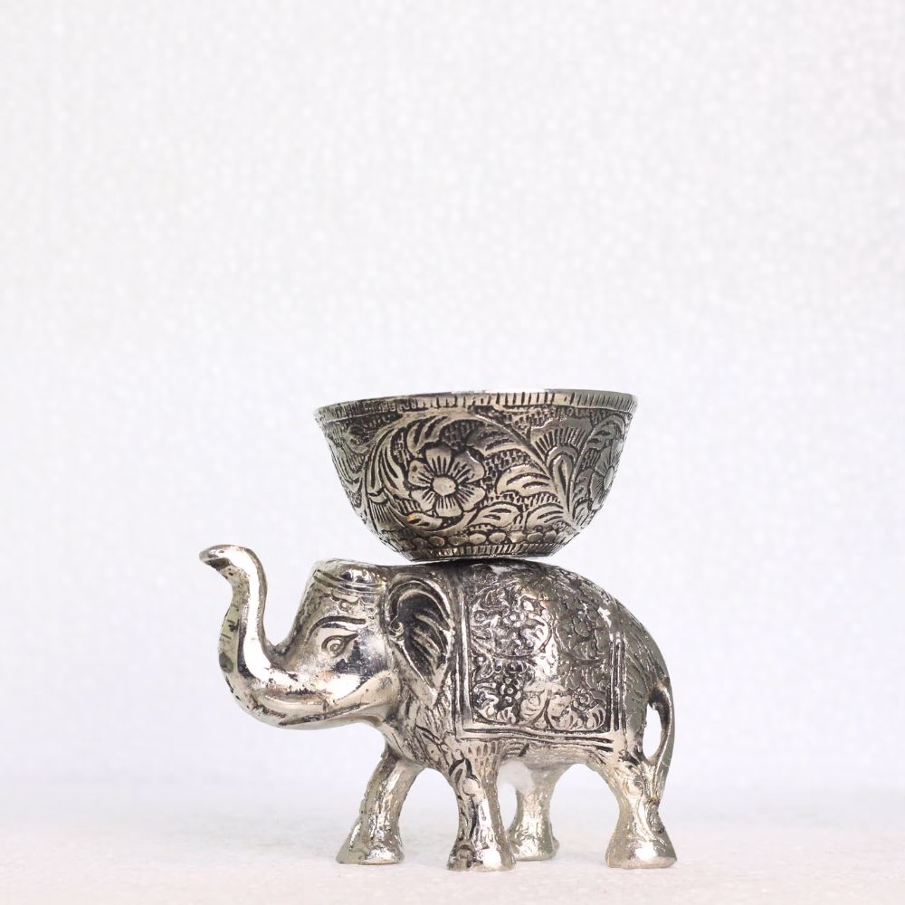 Metal Elephant Bowl