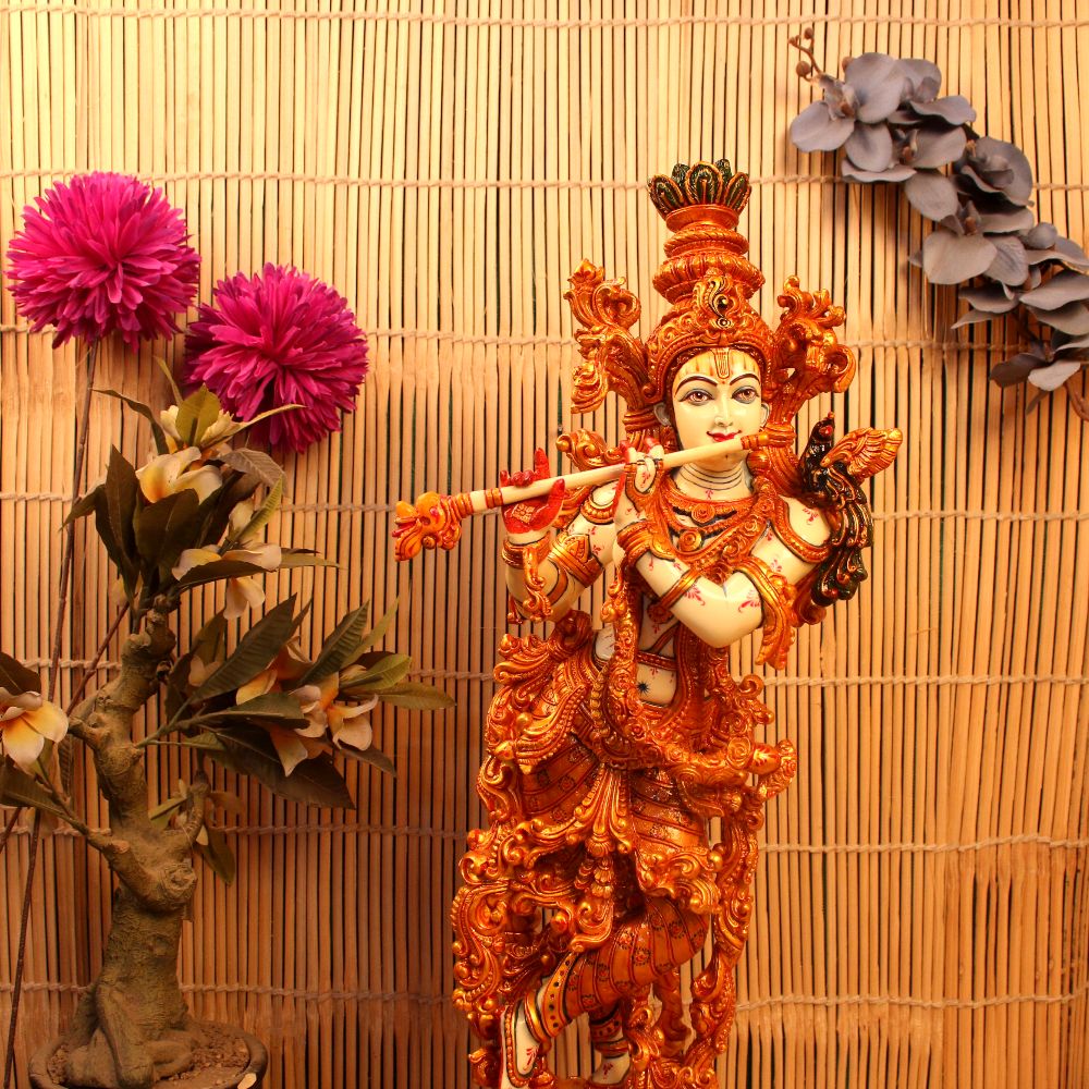 Resin Standing Krishna With Bansuri