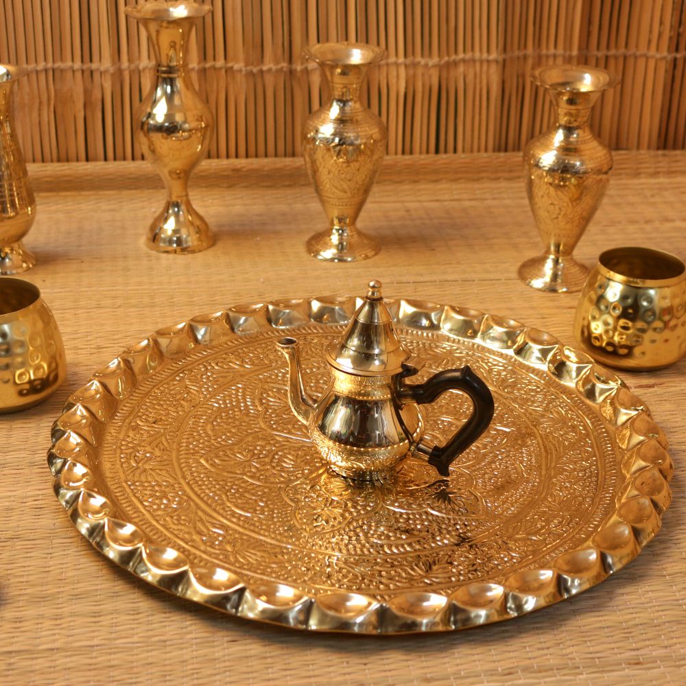 METAL BRASS WITH POLISH TRAY SET OF 10
