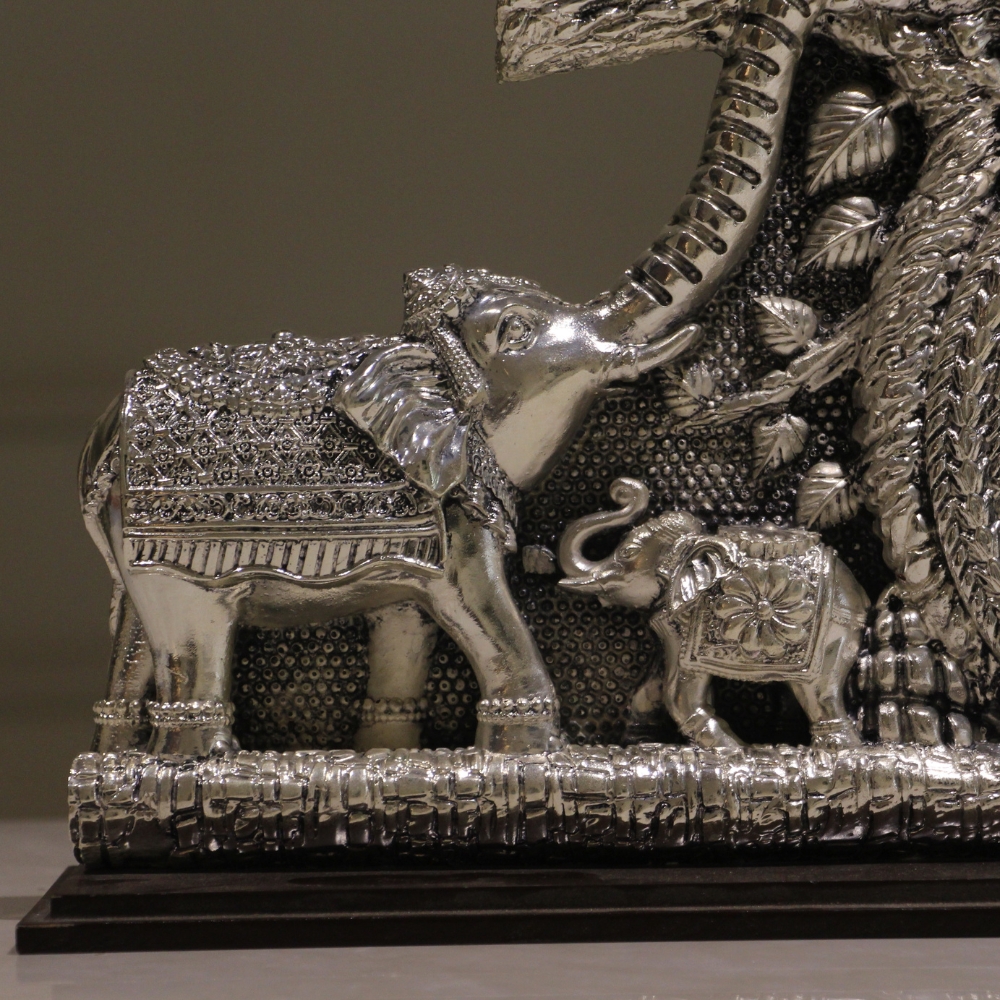 Clock Elephant Family Silver W/b - 5