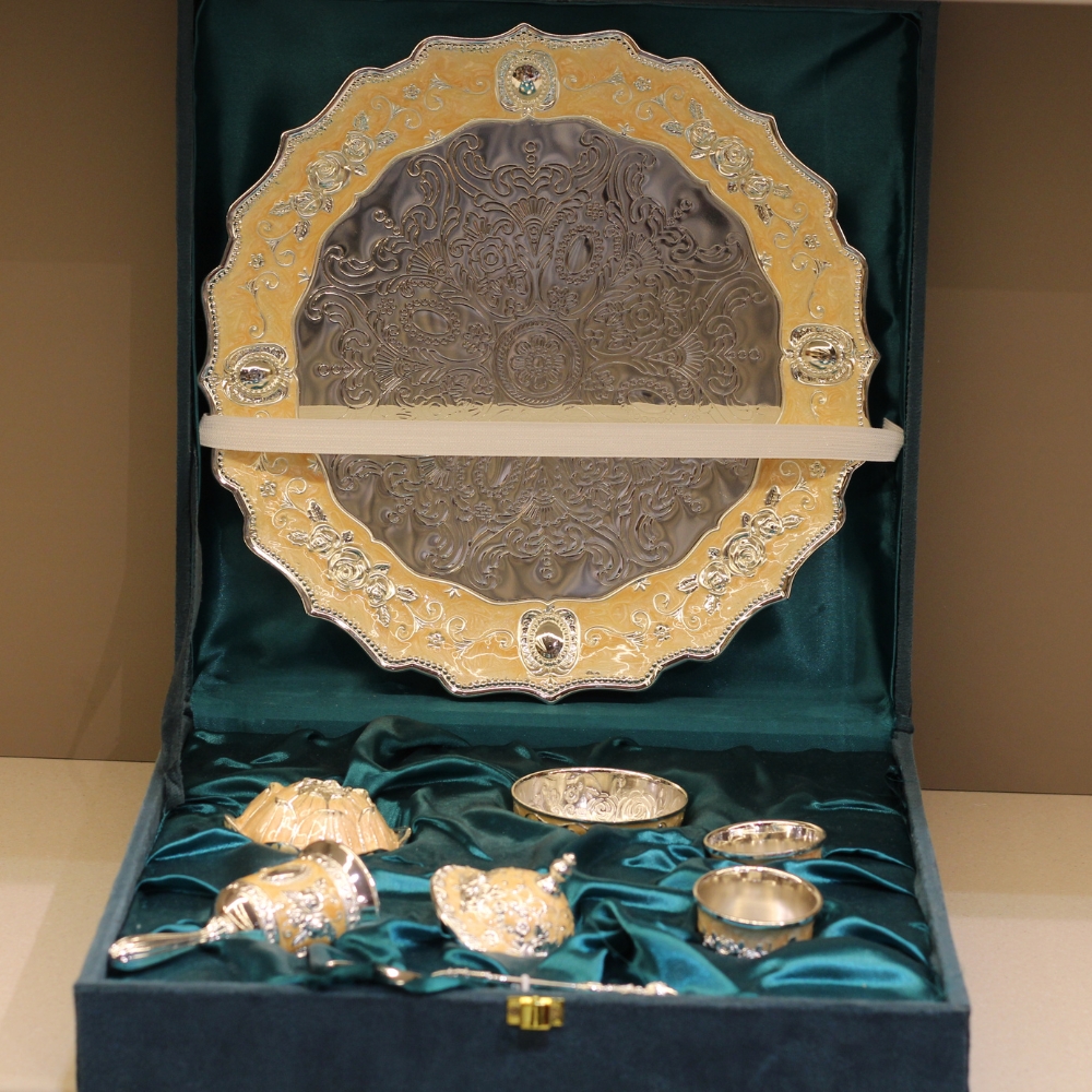 German Silver Pooja Thali S/7 W/b - 6