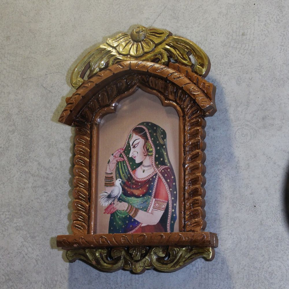 Wooden Jharokha With Painting 16'' - 3