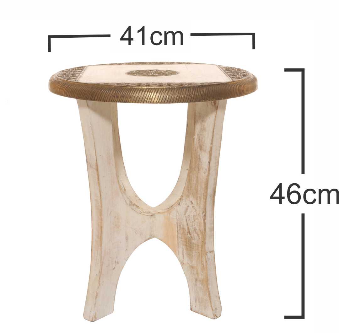 BRASS WHITE SIDE STOOL