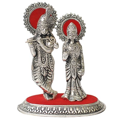 Metal Radha Krishna Ovel Plate